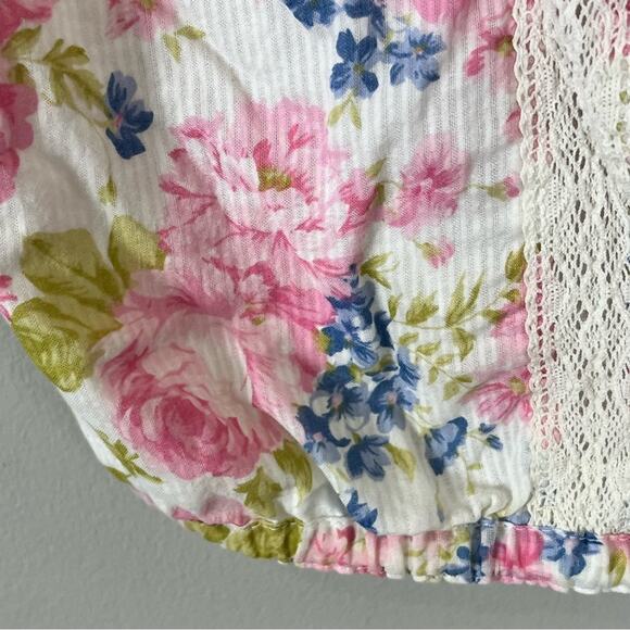 Abercrombie & Fitch Floral Lace Tank Top Y2K Ruffles Women's Medium Vintage - Picture 3 of 9